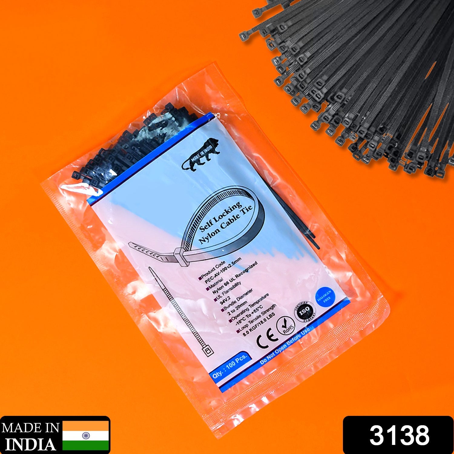 3×100 MM Nylon Self Locking Cable Ties, Heavy Duty Strong Zip Wire Tie. Pack of 100pc - Black 3×100 MM Nylon Self Locking Cable Ties, Heavy Duty Strong Zip Wire Tie. Pack of 100pc - Black